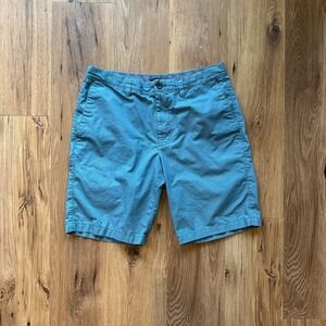 Banana Republic Aiden Slim Fit Teal Blue Geometric Cotton Shorts Mens 33